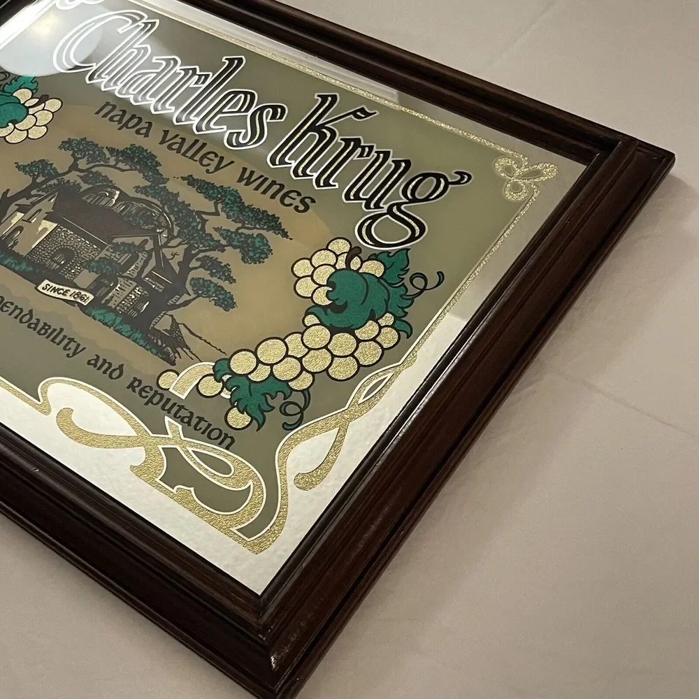 Charles Krug Napa Valley Wines‎ Art SignMirror Framed Rare